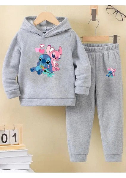 Kışlık Kız Çocuk Eşofman Takımı 5 6 7 8 9 10 11 12 Yaş Lilo Stitch