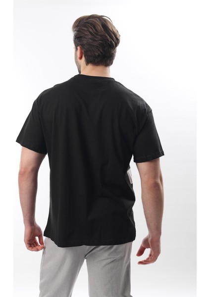 Siyah Baskılı Regular Fit Erkek T-Shirt E7107 fırsatları
