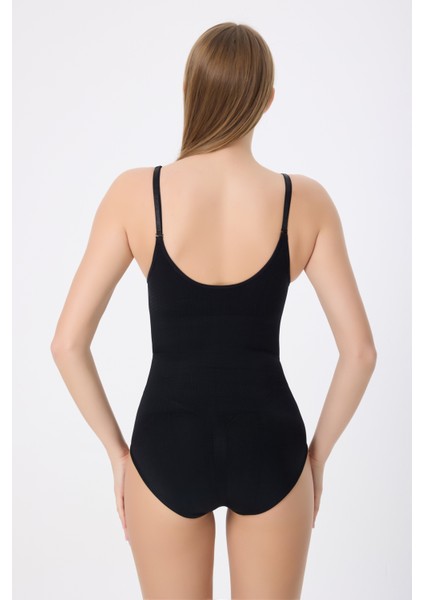 COSMİC ALIŞVERİŞ Slip Zıbın Korse - Alttan Çıtçıtlı, Göbek ve Bel Toparlayıcı, Çıkarılabilir Askılı Body Atlet Siyah