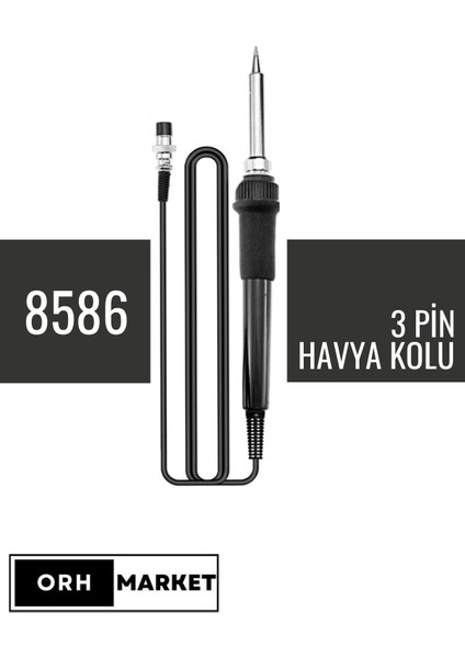 8586 Istasyon Havya Lehimleme Havya Kolu 3 Dişi Pin
