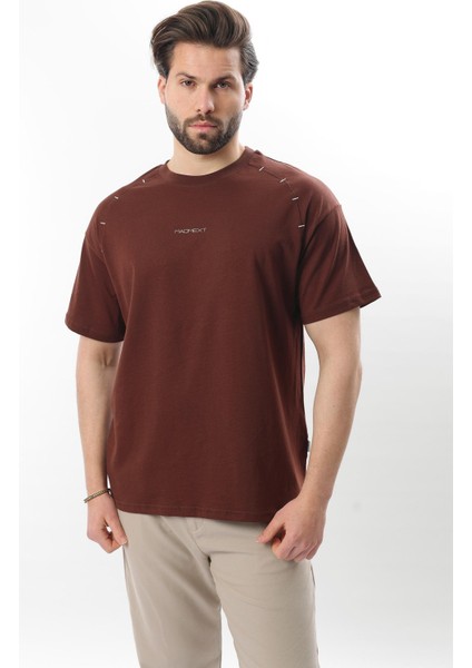 Acı Kahve Baskılı Nakış Detaylı Erkek T-Shirt E7108 modelleri