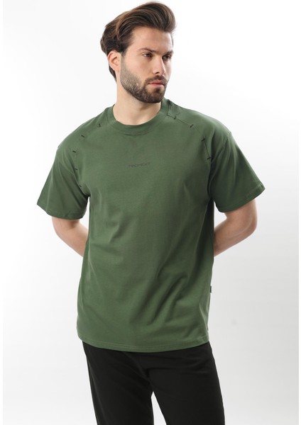 Haki Baskılı Nakış Detaylı Erkek T-Shirt E7108 fiyatları