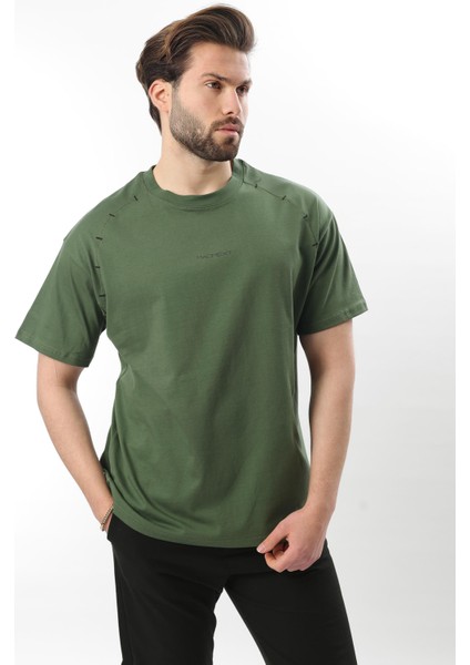 Haki Baskılı Nakış Detaylı Erkek T-Shirt E7108 modelleri