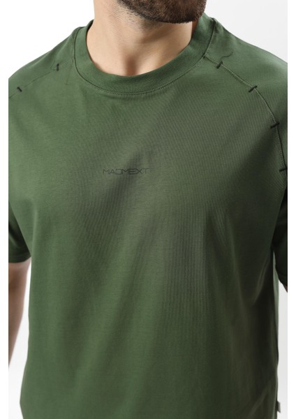 Haki Baskılı Nakış Detaylı Erkek T-Shirt E7108 indirimleri