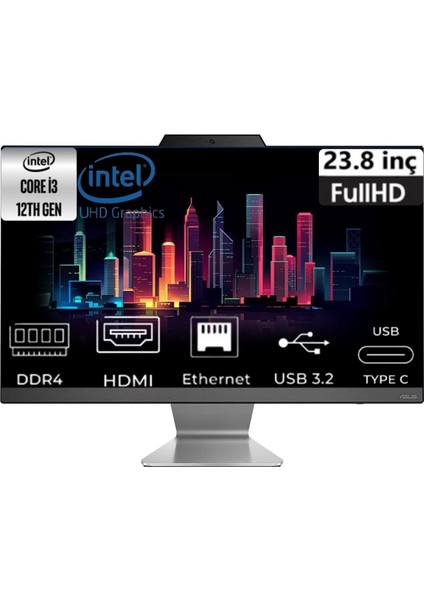I3-1215U A3402WBAK-I38512B0D-37 32GB 1tb Intel UHD Graphics Windows 10 Pro 23.8" Fullhd All In One Bilgisayar