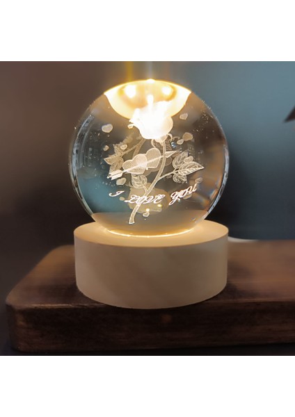 Işıklı Tasarımlı Cam Küre (Satürn, Yonca, I Love You) modelleri