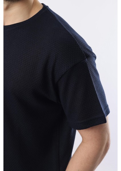 Lacivert Bisiklet Yaka Erkek T-Shirt E7128