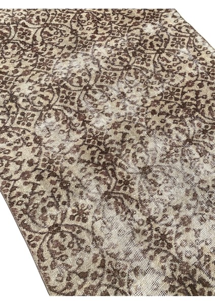 El Dokuma Eskitme Vintage Halı 105X193 Kahverengi Ince Halı modelleri