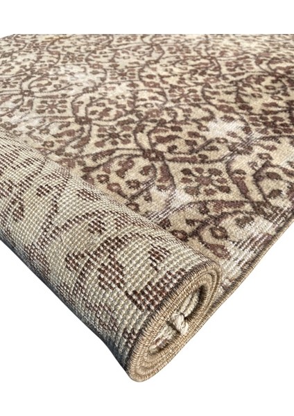 El Dokuma Eskitme Vintage Halı 105X193 Kahverengi Ince Halı fırsatları