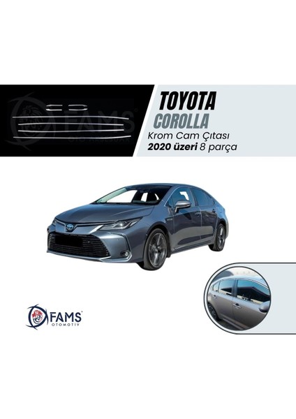 Toyota Corolla Uyumlu 2020 Üzeri Krom Cam Çıtası 8 Parça Paslanmaz Çelik