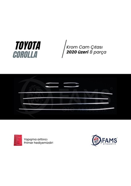 Toyota Corolla Uyumlu 2020 Üzeri Krom Cam Çıtası 8 Parça Paslanmaz Çelik fiyatları