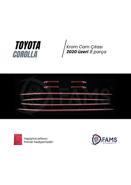 Toyota Corolla Uyumlu 2020 Üzeri Krom Cam Çıtası 8 Parça Paslanmaz Çelik modelleri