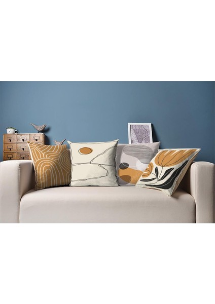 4'lü Kırlent Kılıfı Seti Soyut Turuncu Çift Yüzlü Athira Home Art fiyatları