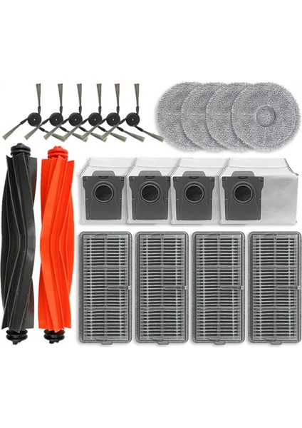 X40 Pro Ultra Robot Süpürge Aksesuarları Ana Yan Fırça Hepa Filtre Paspas Toz Torbaları Yedek Parçalar (Yurt Dışından)