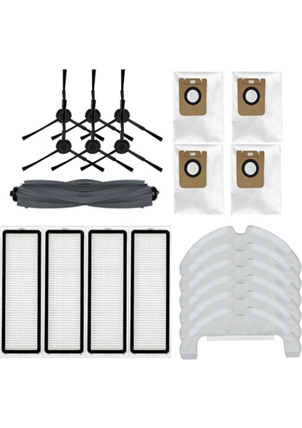 D10S Plus / RLS6AD Robot Süpürge Için 21 Adet Ana Yan Fırçalar Filtre Paspas Bezi Toz Torbaları Aksesuar Seti (Yurt Dışından)