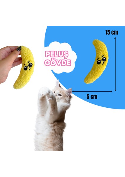 Kedi Oyuncak Seti Kedi Otlu Catnipli Peluş Muz ve Peluş Armut Kedi Oyuncakları modelleri