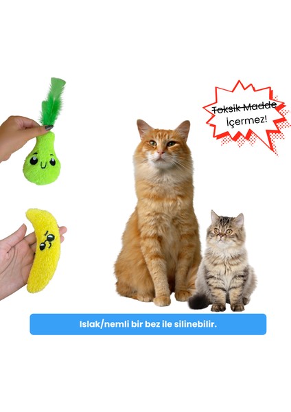 Kedi Oyuncak Seti Kedi Otlu Catnipli Peluş Muz ve Peluş Armut Kedi Oyuncakları fırsatları