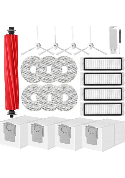 Q Robot Vakum Için Aksesuar Seti Yedek Ana Yan Fırçalar Paspas Bezi Pedleri Hepa Filtreleri Toz Torbaları (Yurt Dışından)