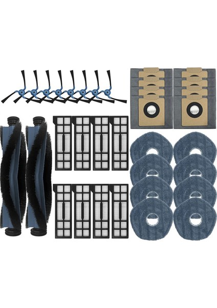 X10 Pro Omni Robot Süpürge Parçaları Ana Yan Fırça Paspas Bezi Hepa Filtre Toz Torbaları Aksesuarları (Yurt Dışından)