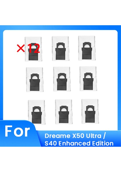 X50 Ultra / S40 Enhanced Edition Süpürge Aksesuarları Için 12 Adet Toz Torbası Uzun Ömürlü ve Iyi Çalışmak Için Üretilmiştir (Yurt Dışından)