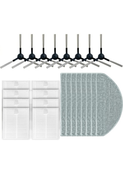 Eve cc / SDJ12RM Yan Fırça Hepa Filtre Paspas Bezleri Rag Robot Süpürge Aksesuarları Yedek Parça, 24 Adet (Yurt Dışından)