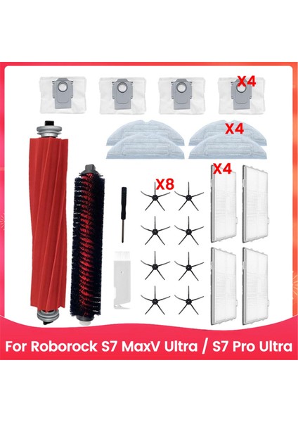 S7 Maxv Ultra / Pro Elektrikli Süpürge Ana Yan Fırça Hepa Filtreler Paspas Bezi Toz Torbaları Aksesuarlar (Yurt Dışından)