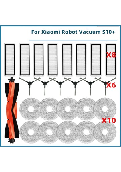 Robot Süpürge S20+ / S10 Plus B108GL B105 B108CN B113CN Parçalar Aksesuarlar Filtreler Ana Yan Fırça Paspas (Yurt Dışından)