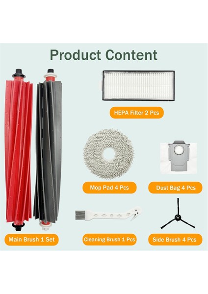 Qrevo Master Robot Vakum Ana Yan Fırça Hepa Filtreler Paspas Pedleri Toz Torbaları Aksesuar Seti (Yurt Dışından) modelleri