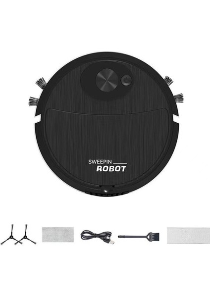 Mini Temizlik Süpürge Robotu Otomatik Vakum Ultra Ince Sessiz Sert Zemin Makinesi, Siyah (Yurt Dışından)