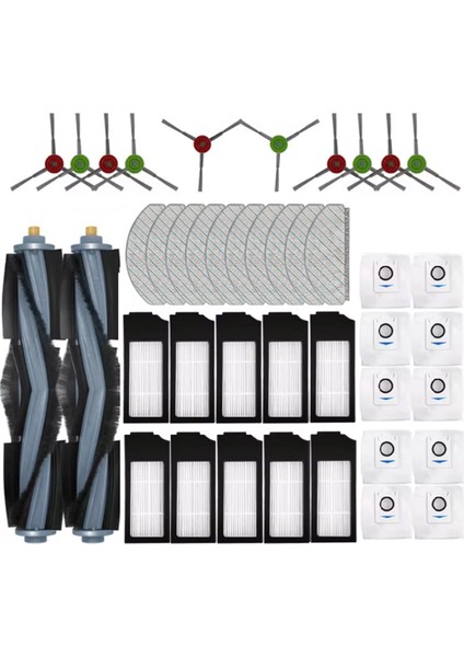 T10 Plus/x1 Plus Robot Süpürge Yedek Parçaları Için 42 Adet Ana Yan Fırça Hepa Filtre Paspas Bezi Toz Torbası B (Yurt Dışından)