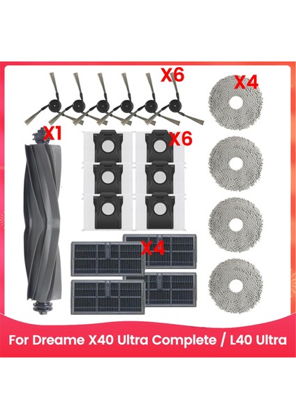 X40 Ultra Complete / L40 Robot Süpürge Yedek Parçaları Ana Yan Fırça Hepa Filtreleri Toz Torbaları (Yurt Dışından)