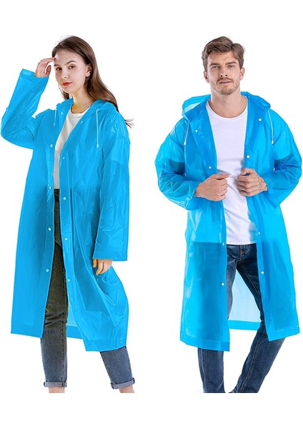 Unisex Yağmurluk Su Rüzgar Geçirmez Çıtçıtlı Kapüşonlu Eva Yağmurluk