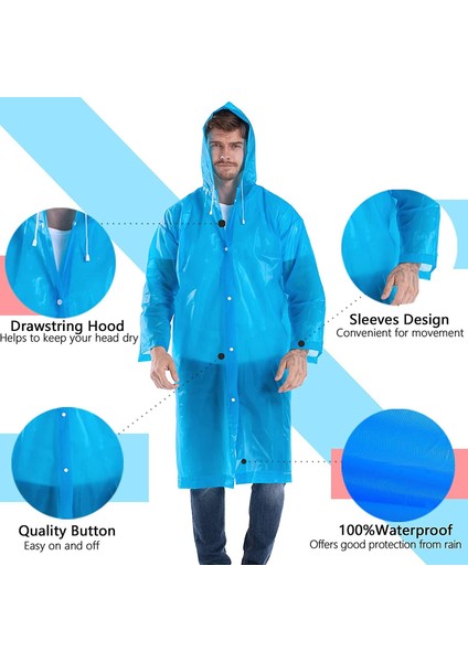 Unisex Yağmurluk Su Rüzgar Geçirmez Çıtçıtlı Kapüşonlu Eva Yağmurluk fiyatları