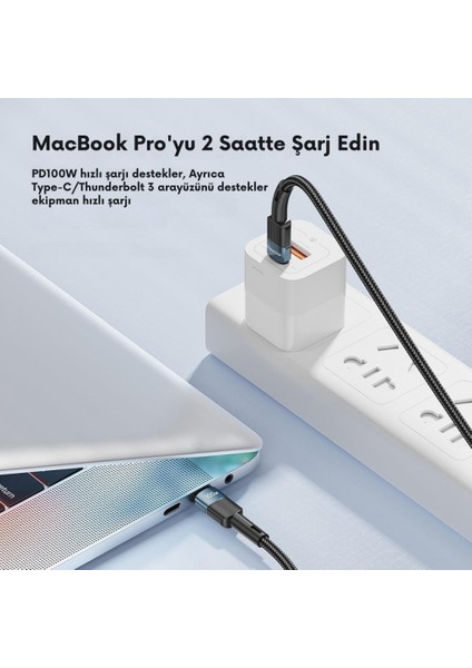 1 Metre Qc4.0 Pd 100W Type-C To Type-C Şarj Kablosu 480MBPS Veri Aktarım Şarj Akım Korumalı