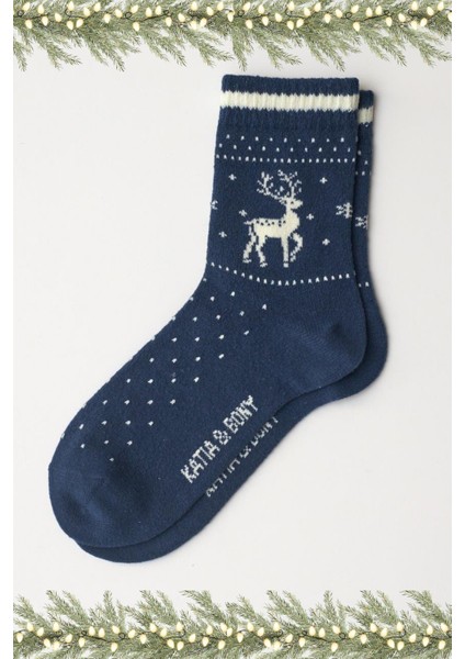 Kadın Yeniyıl Desenli Soket Çorap Lacivert