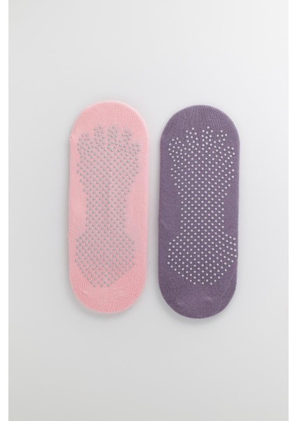 Kadın 2'li Asta Yoga / Pilates Step Çorap Açık Pembe / Koyu Lila fiyatları