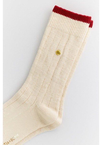 Erkek Zımbalı Ekose Soket Çorap Ekru-Bordo indirimleri