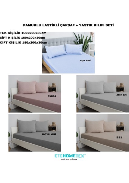 Çift Kişilik Pamuklu Lastikli Çarşaf Takımı 180 x 200 x 30 cm modelleri