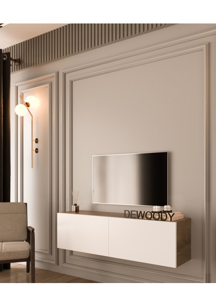 120 cm Duvara Montajlanabilir Düşer Kapaklı Bölmeli Tv Ünitesi