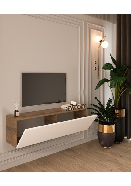 120 cm Duvara Montajlanabilir Düşer Kapaklı Bölmeli Tv Ünitesi