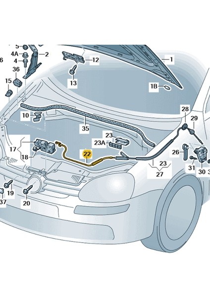 Vw Golf 5 2004-2008 Ön Kaput Açma Teli Ön Parçası 1K1823531B fiyatları