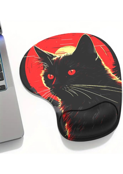 Dark Cat Bilek Destekli Mouse Pad,baskılı Mouse Pad,ergonomik Rahat Konforlu Mouse Pad