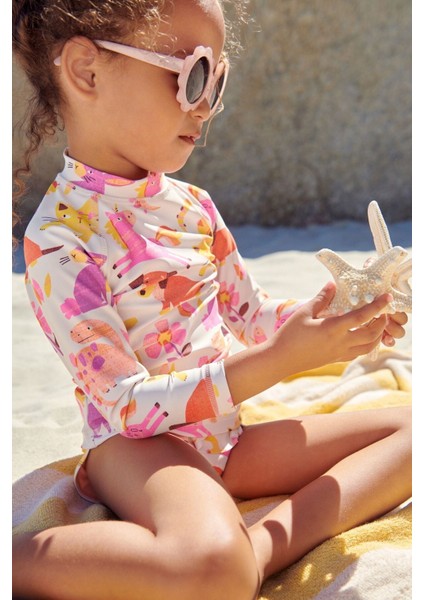 Pembe Unicorn Desenli Sunsafe Upf +50’güneş Korumalı Mayo Alt Üst Set fırsatları