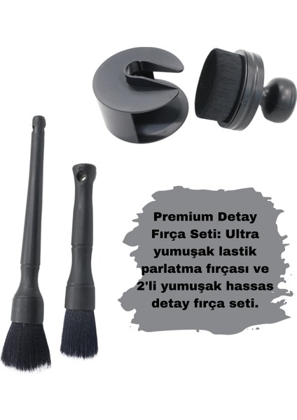 Premium Fırça Seti Ultra Yumuşak Lastik Parlatma Fırçası ve 2'li Yumuşak Hassas Detay Fırça Seti
