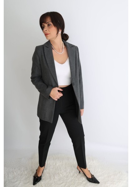 Önü Flatolu Pantolon Siyah - S