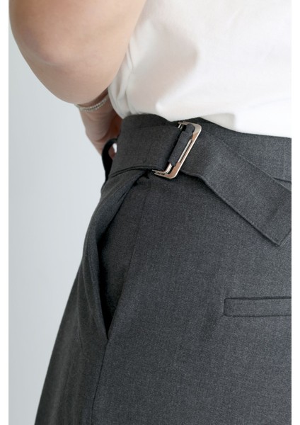 Low Belt Point Pantolon Koyu Gri - S