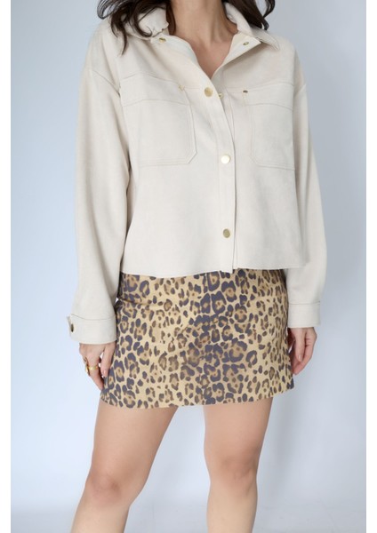 Leopar Desenli Mini Etek L