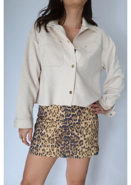 Leopar Desenli Mini Etek L