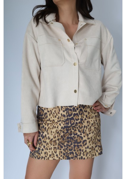 Leopar Desenli Mini Etek L