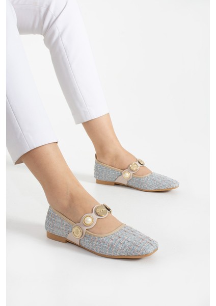 Tüvit Detaylı Arkası Kapalı Alçak Topuklu Mary Jane Günlük Lila Hasır Kadın Babet fiyatları